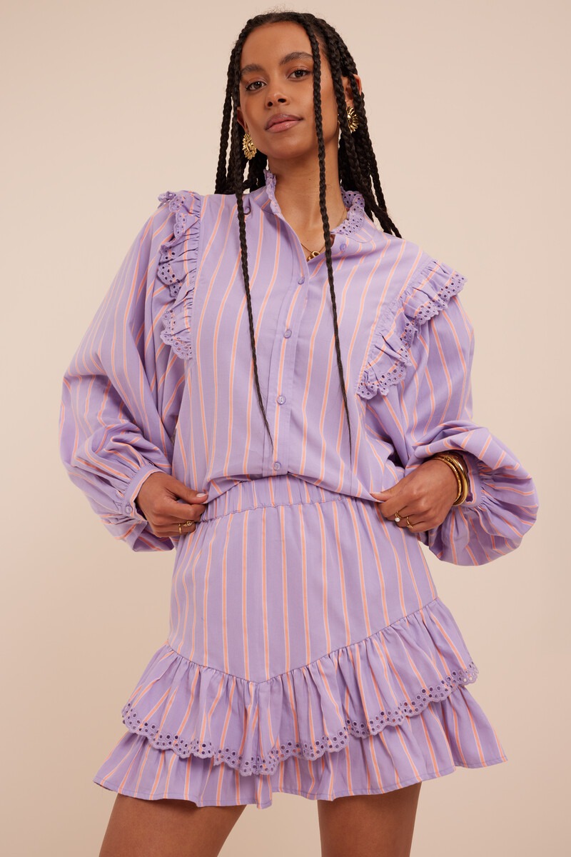 Lilac skirt with stripes and embroidery | My Jewellery