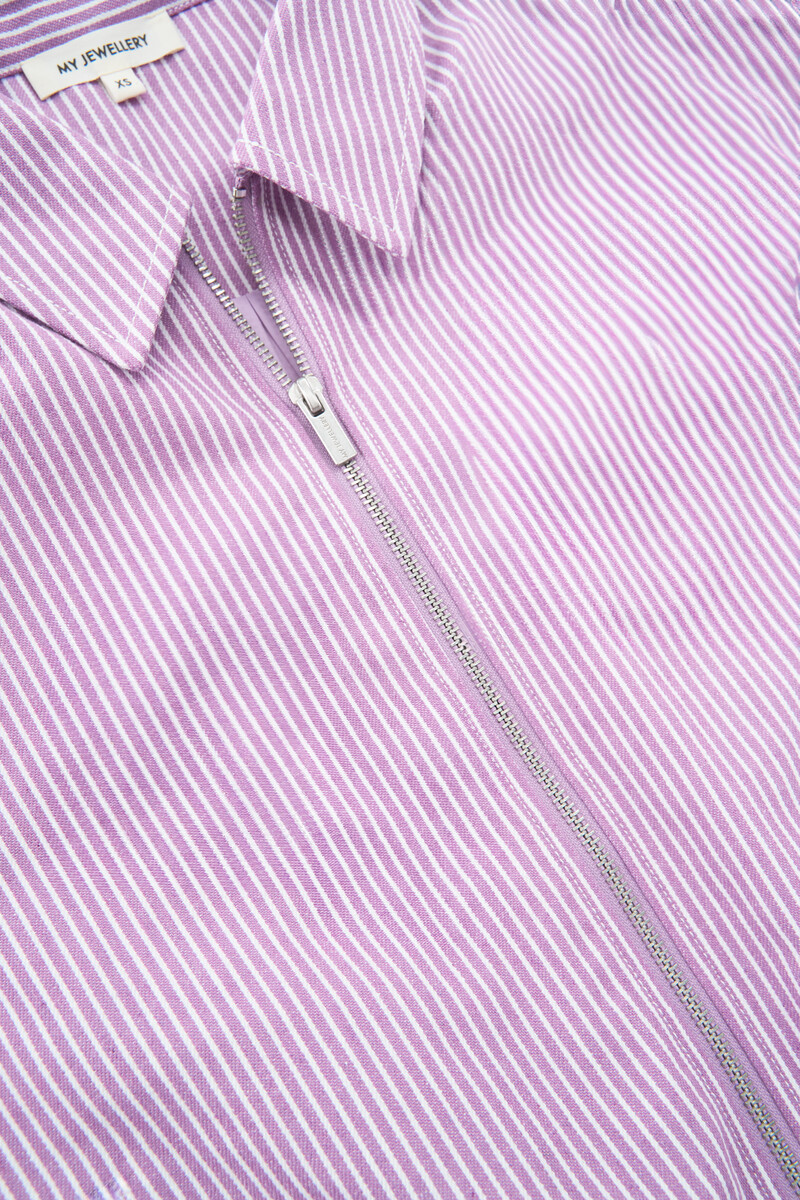 Lilac striped denim bomber with collar | My Jewellery