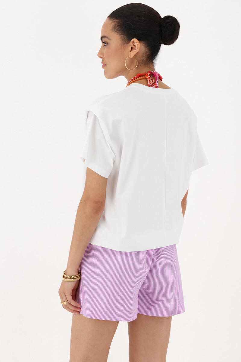 Lilac striped shorts with round mirrors | My Jewellery