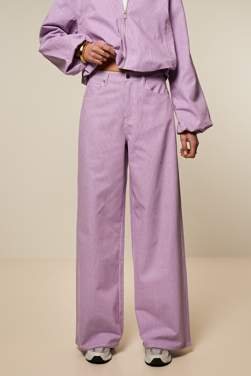 Lilac striped wide leg jeans | My Jewellery