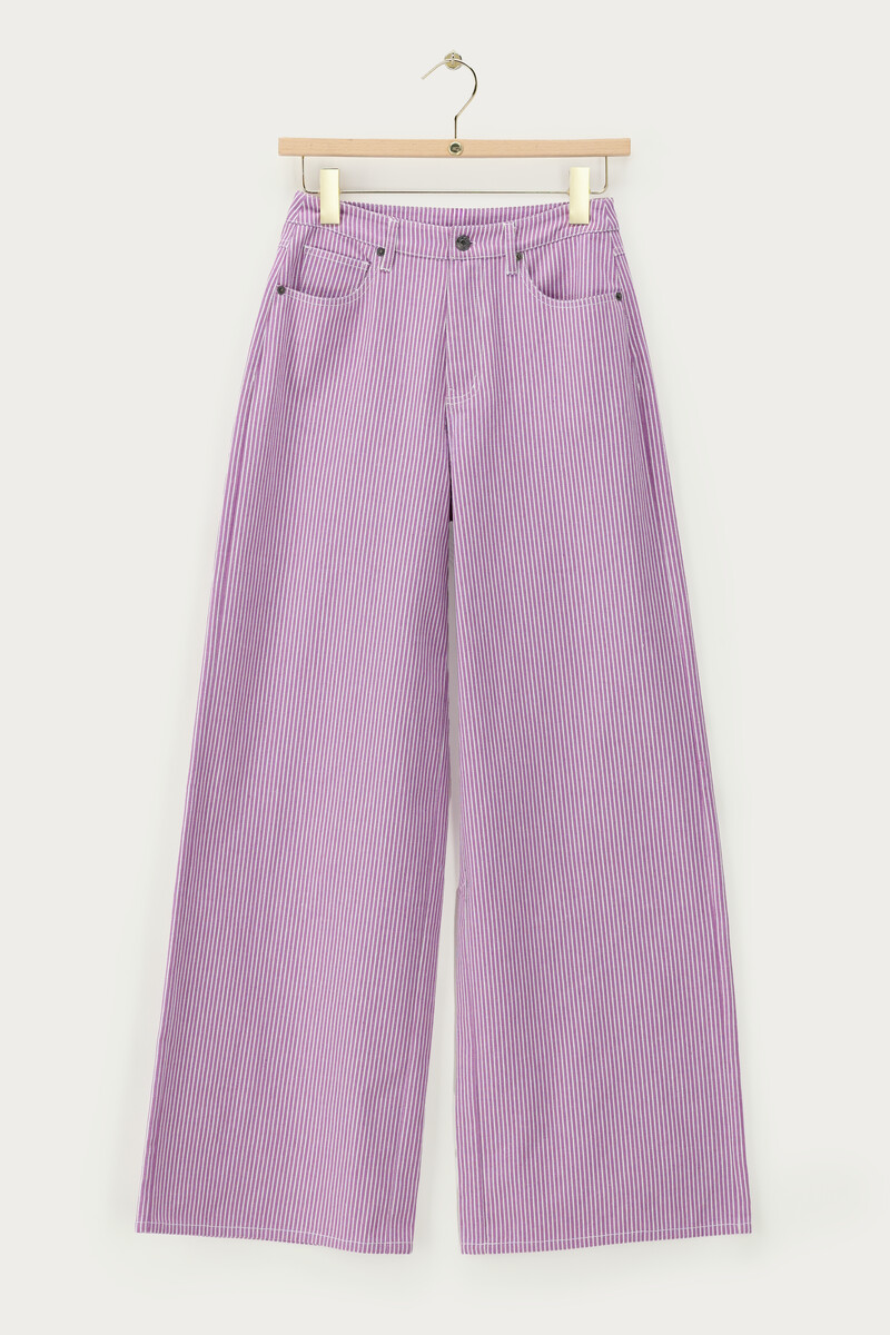 Lilac striped wide leg jeans | My Jewellery
