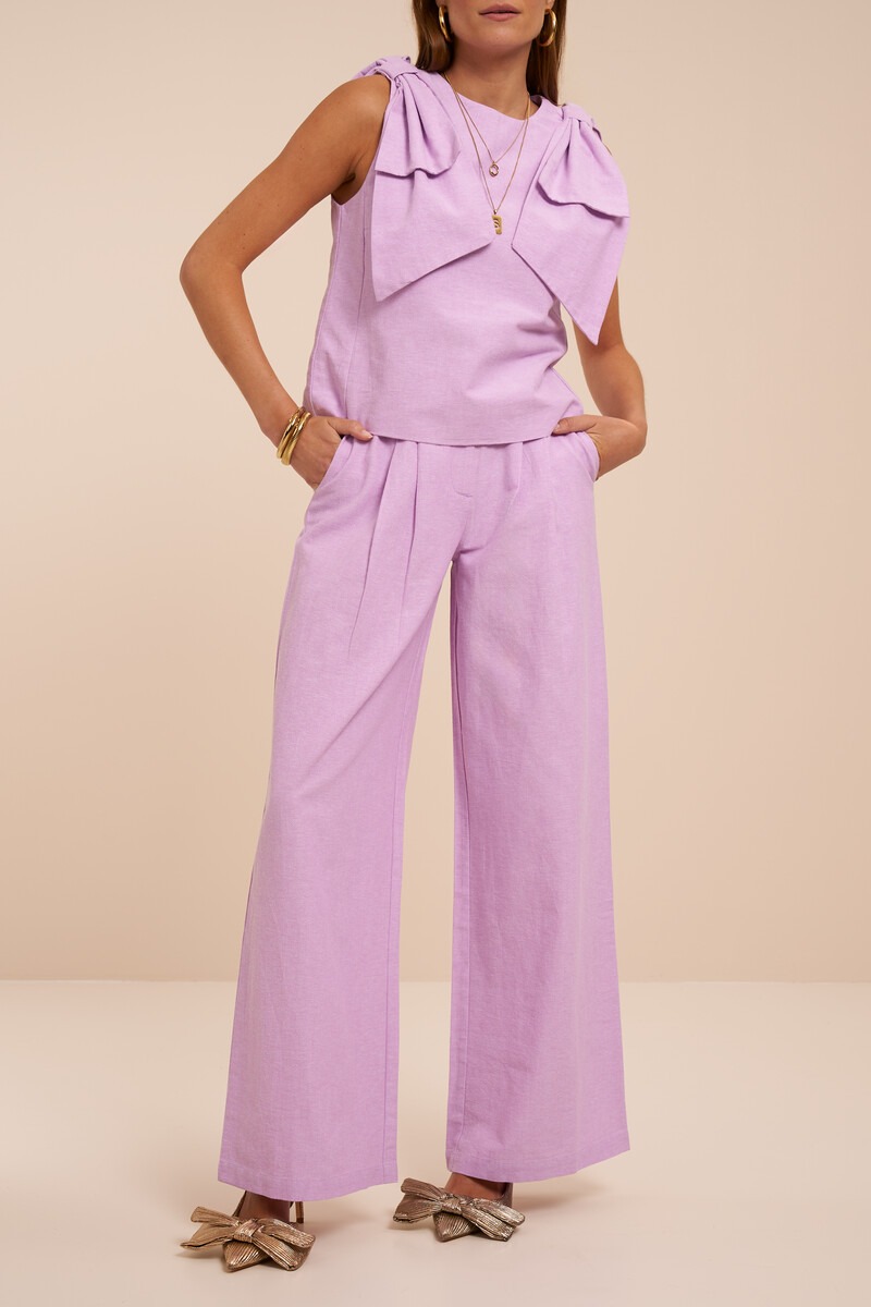 Lilac wide leg trousers in linen look