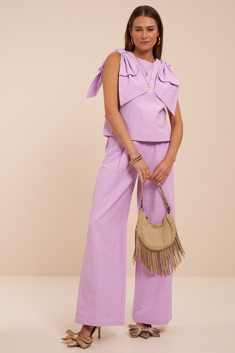 Lilac wide leg trousers in linen look | My Jewellery