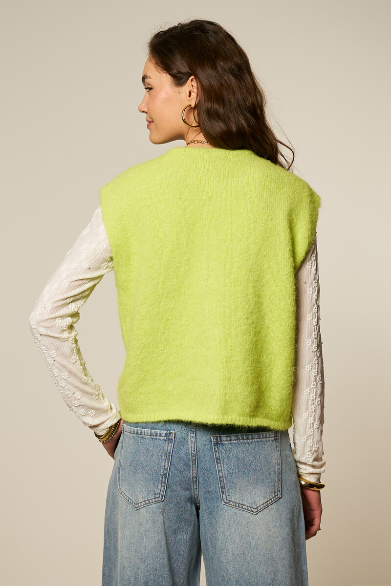 Lime green vest with fancy buttons | My Jewellery
