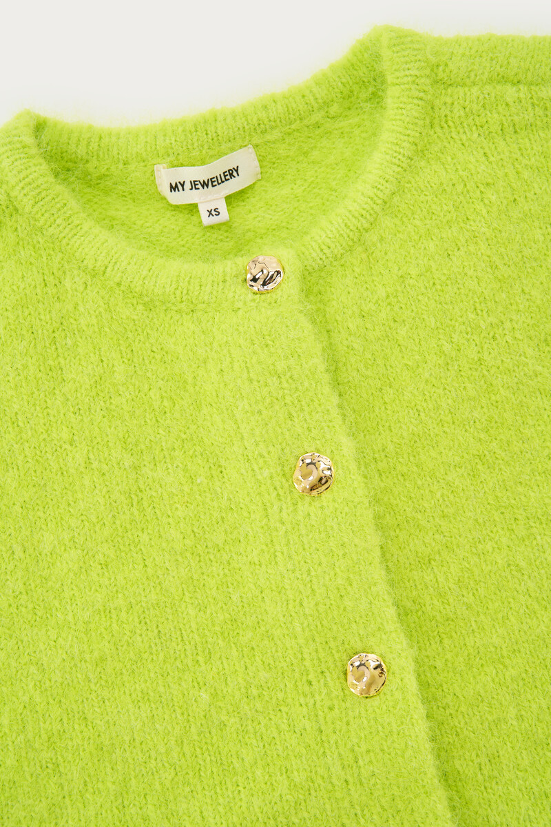 Lime green vest with fancy buttons | My Jewellery