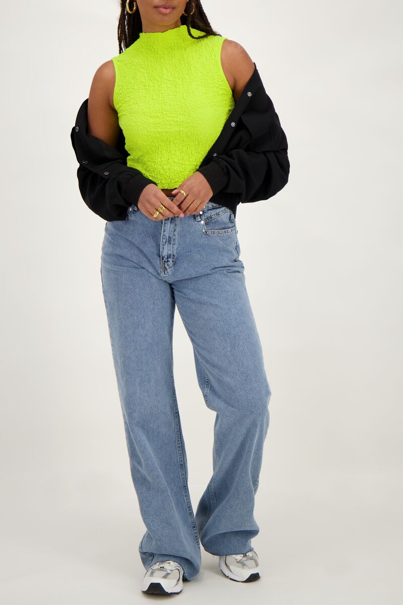 Lime green sleeveless bubble top | My Jewellery