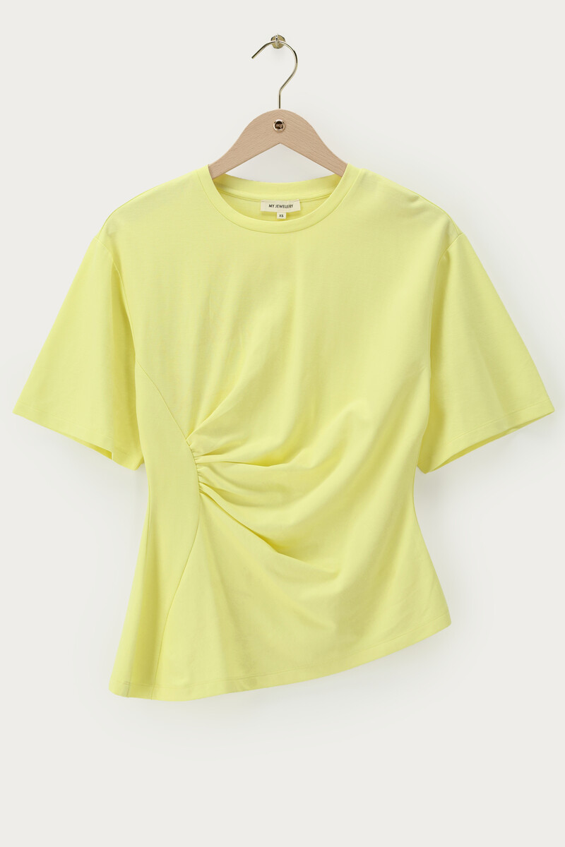 Lime green T-shirt with pleated detail | My Jewellery