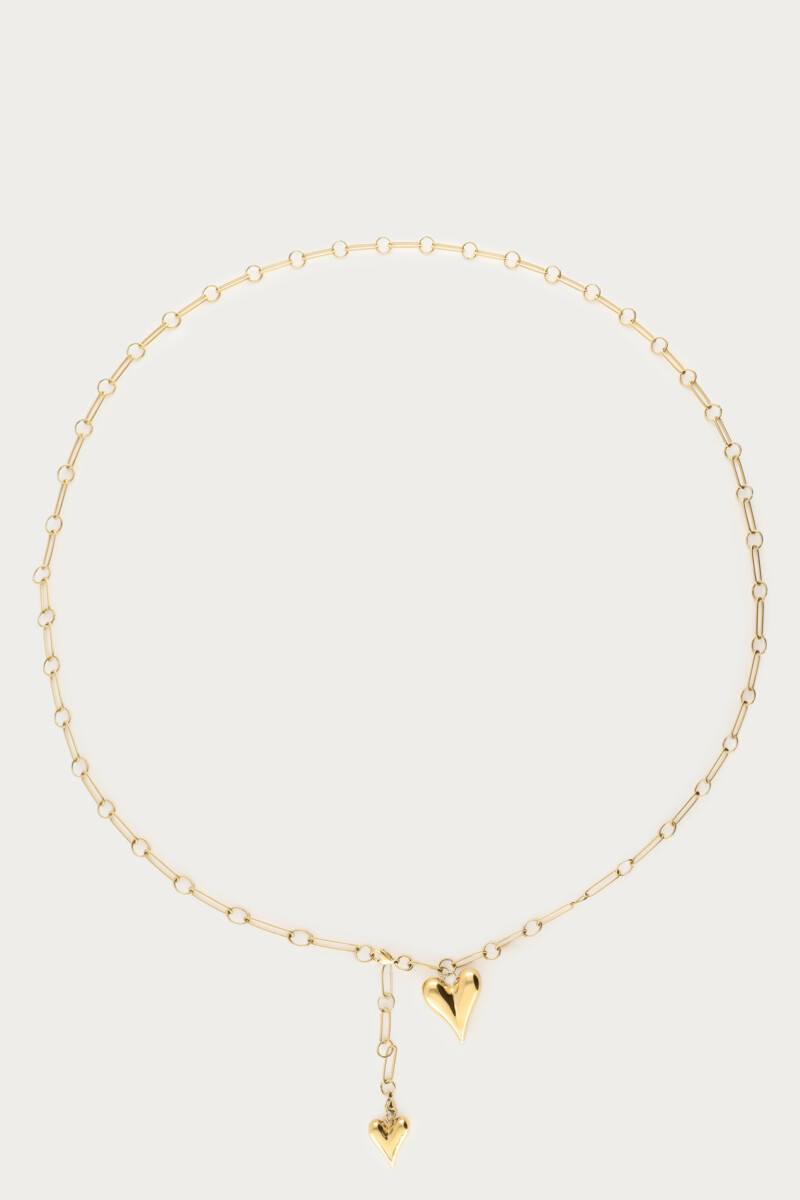 Lange schakelketting Y-vorm met hartjes