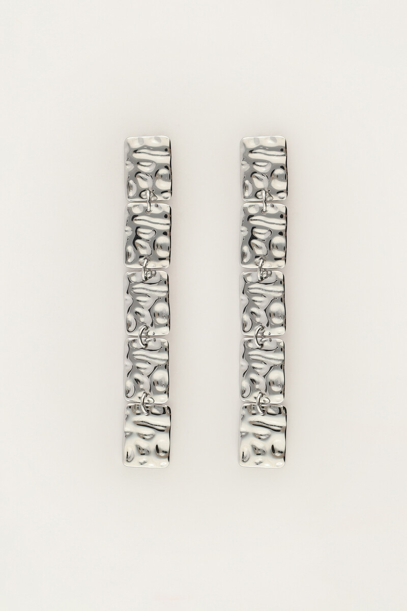 Long earrings with squares "hammered"