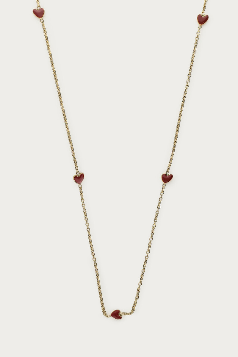Minimalist long necklace with red hearts | My Jewellery