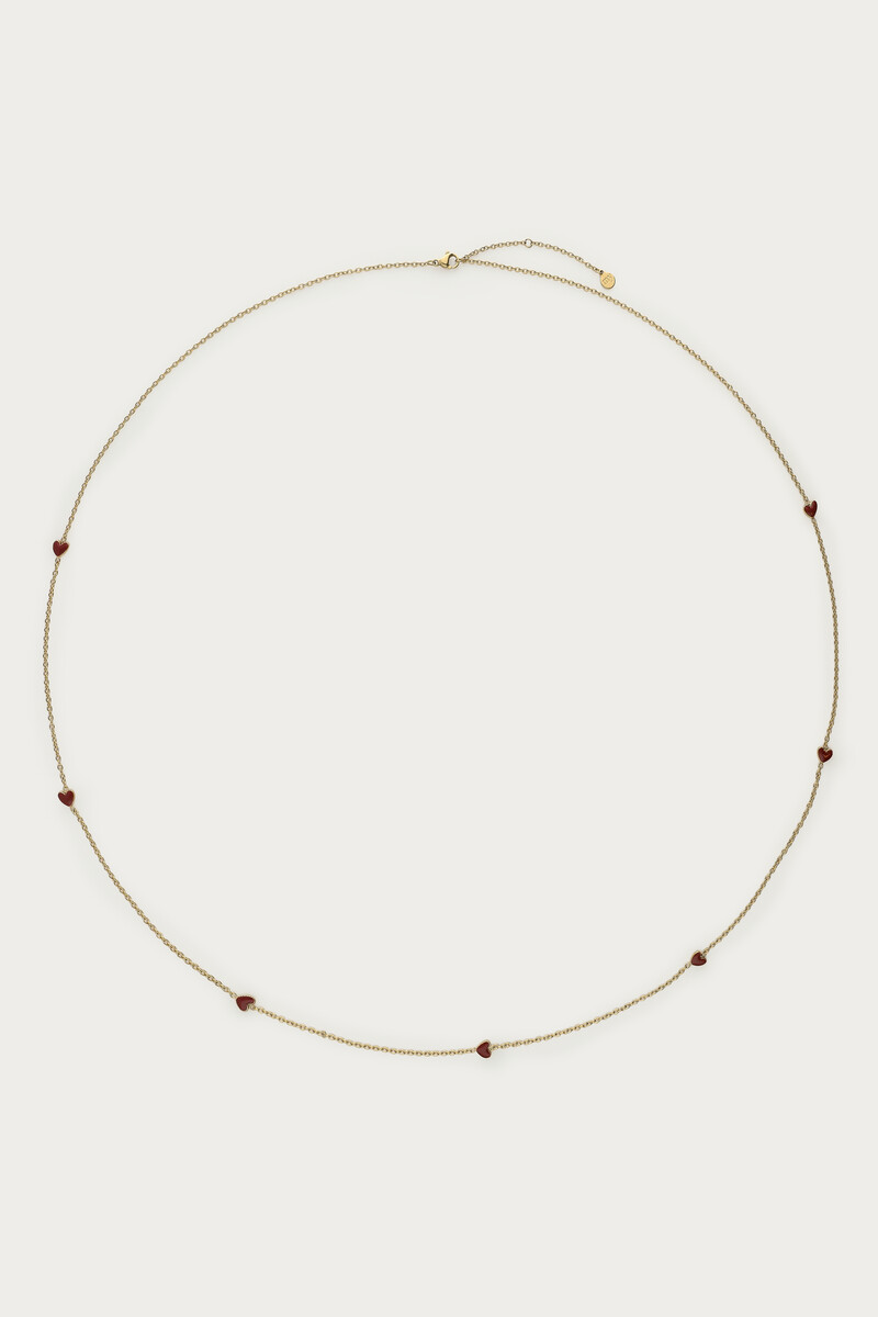 Minimalist long necklace with red hearts | My Jewellery