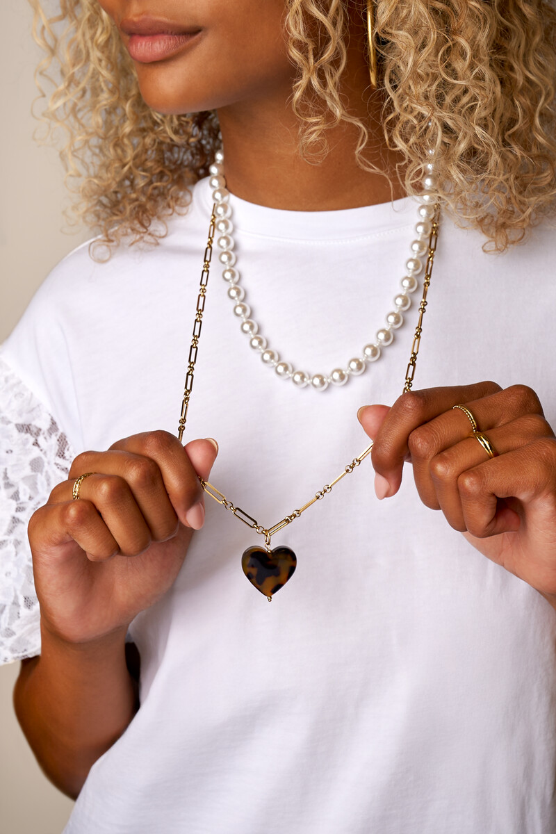 Long necklace with leopard print heart | My Jewellery