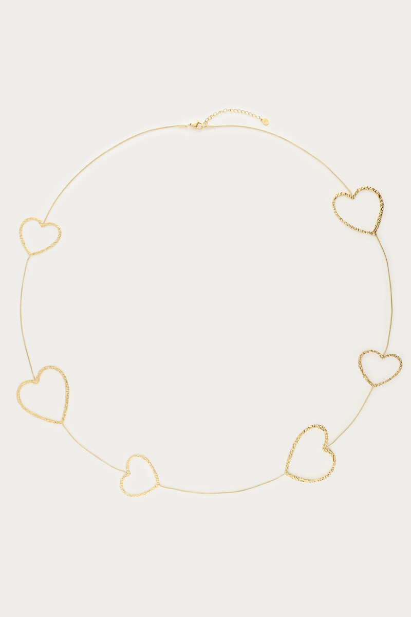 Lange ketting met open hartjes