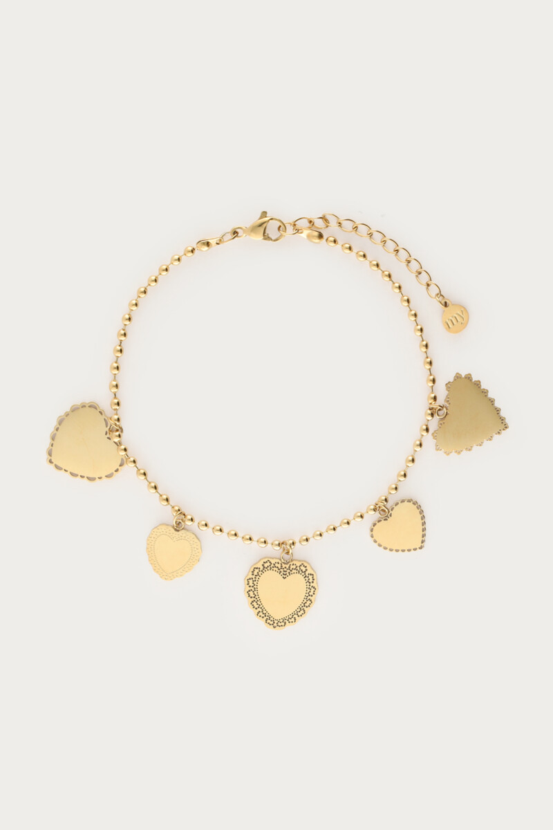 Love armband met vijf hartjes