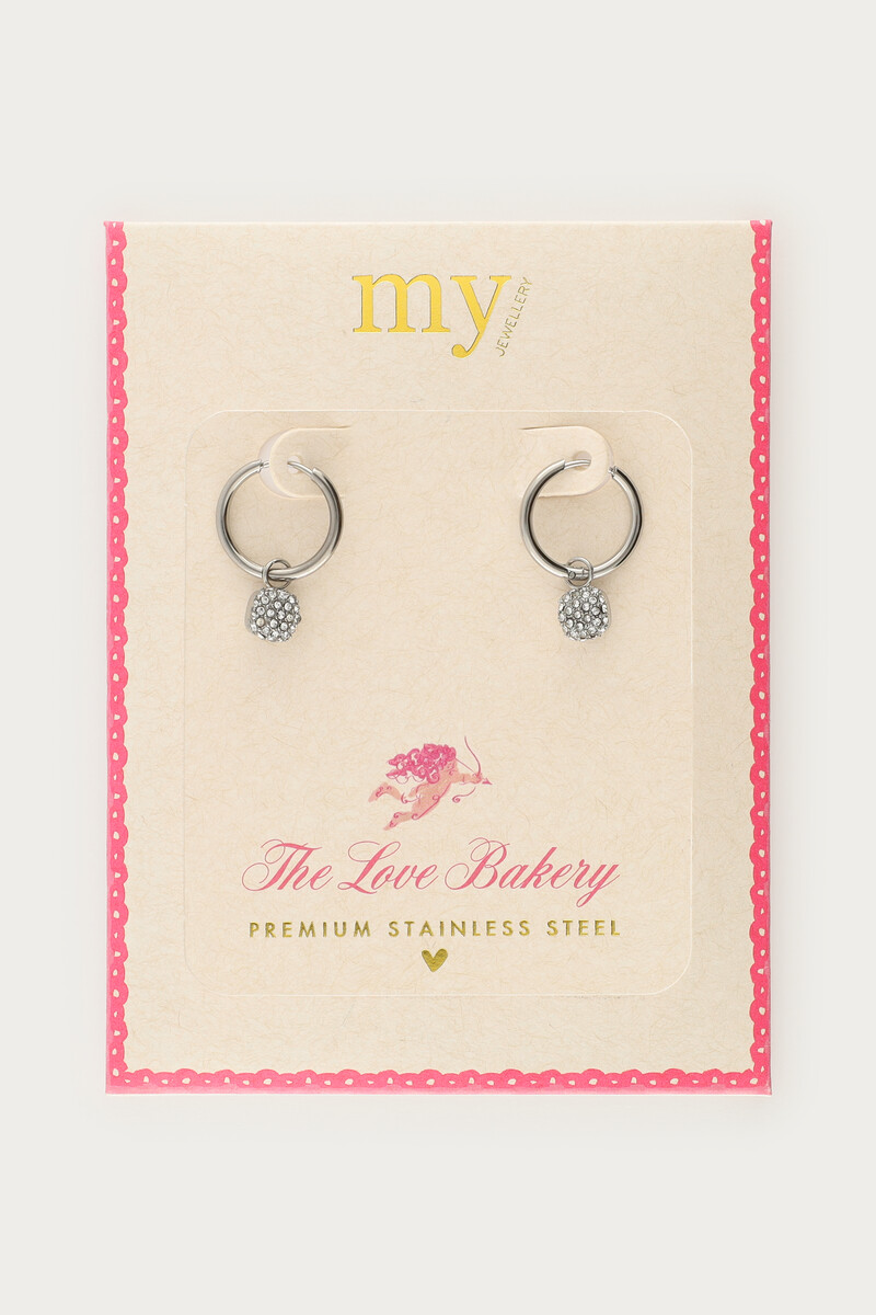 Love earrings with square rhinestone | My Jewellery