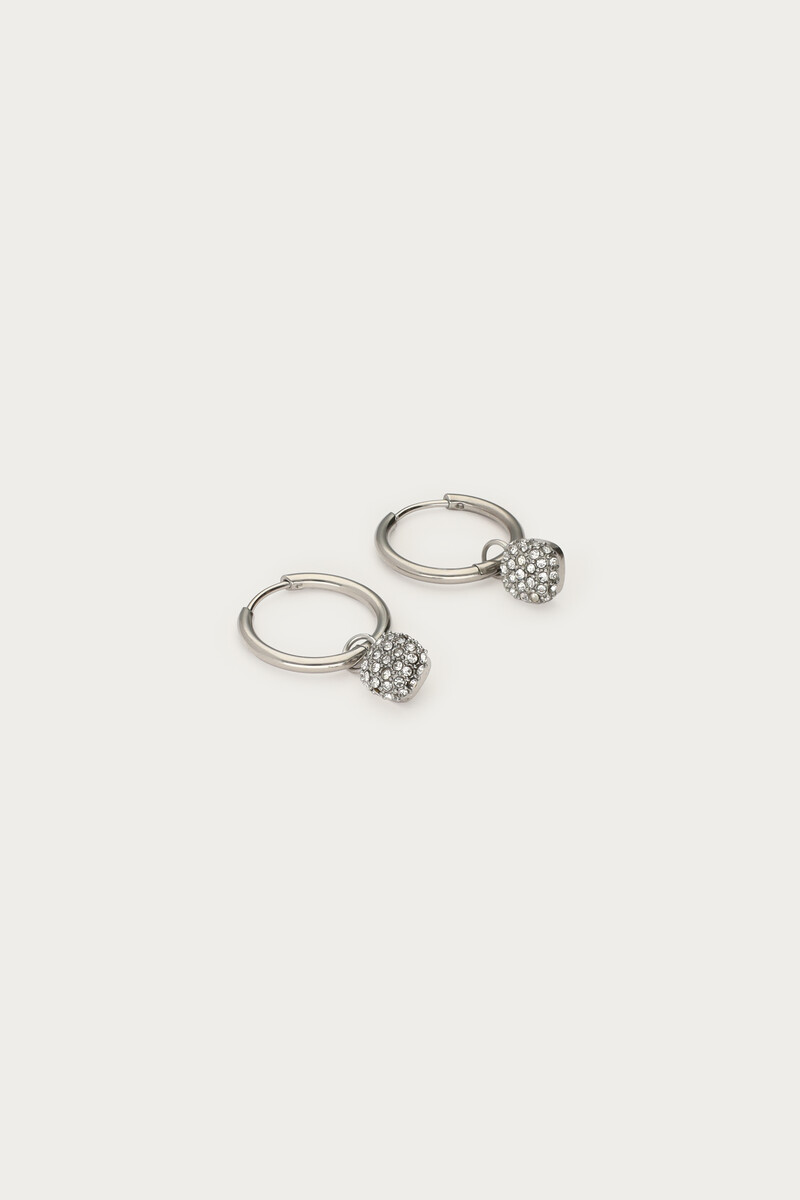 Love earrings with square rhinestone | My Jewellery