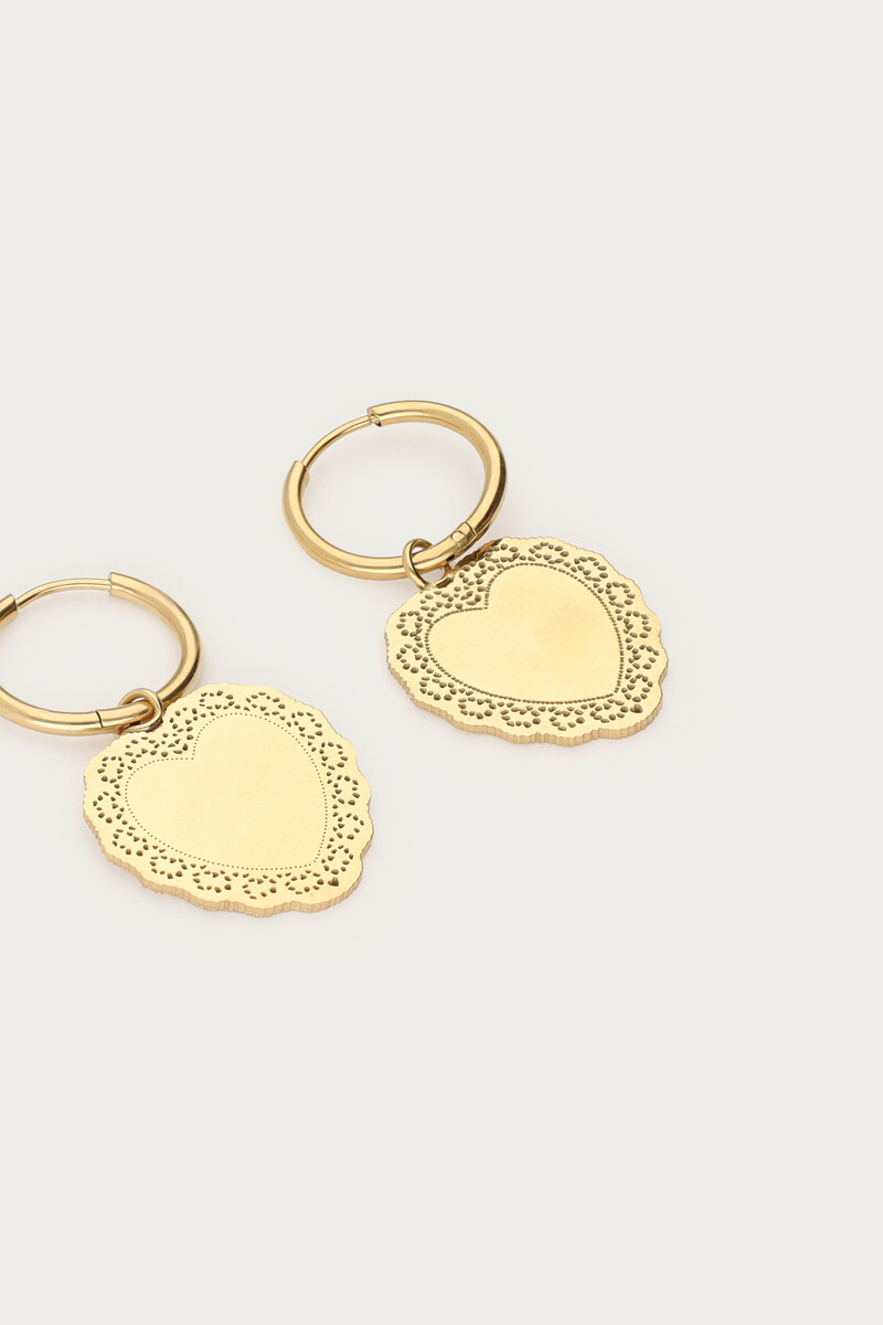 Love hoop earrings with large heart-shaped charm | My Jewellery