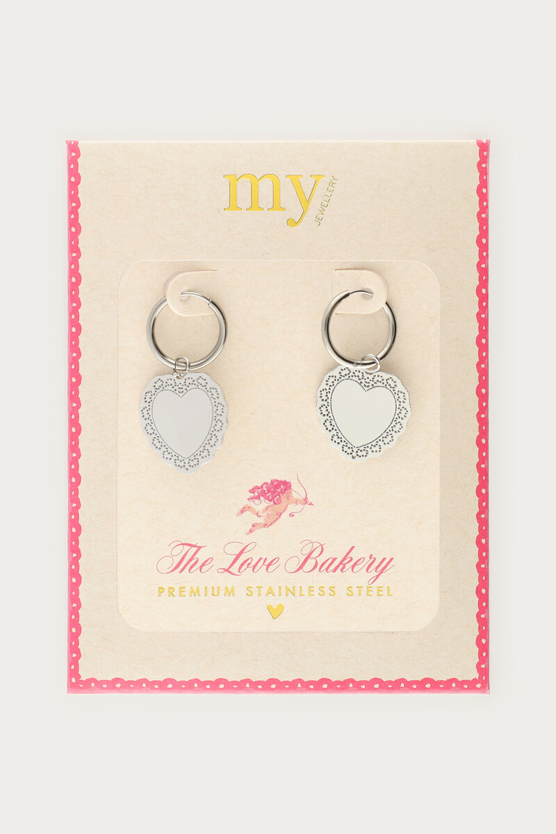 Love hoop earrings with large heart-shaped charm | My Jewellery