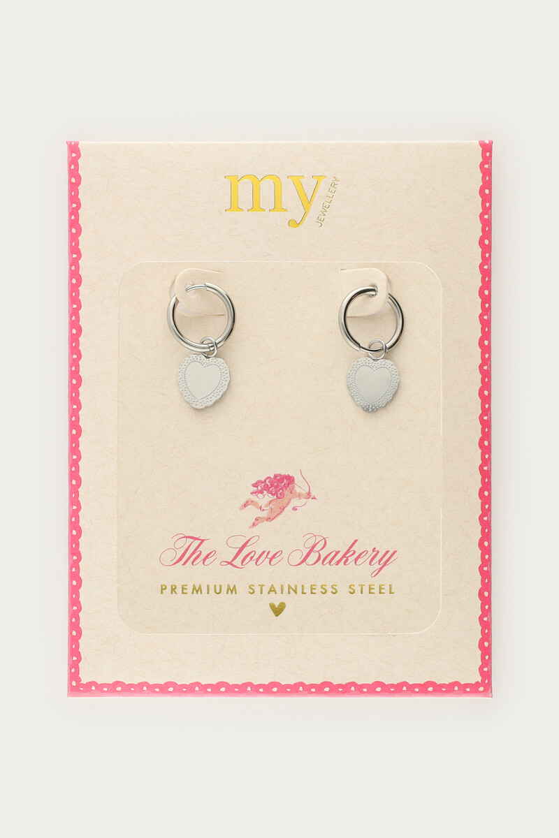 Love hoop earrings with small heart-shaped charm | My Jewellery