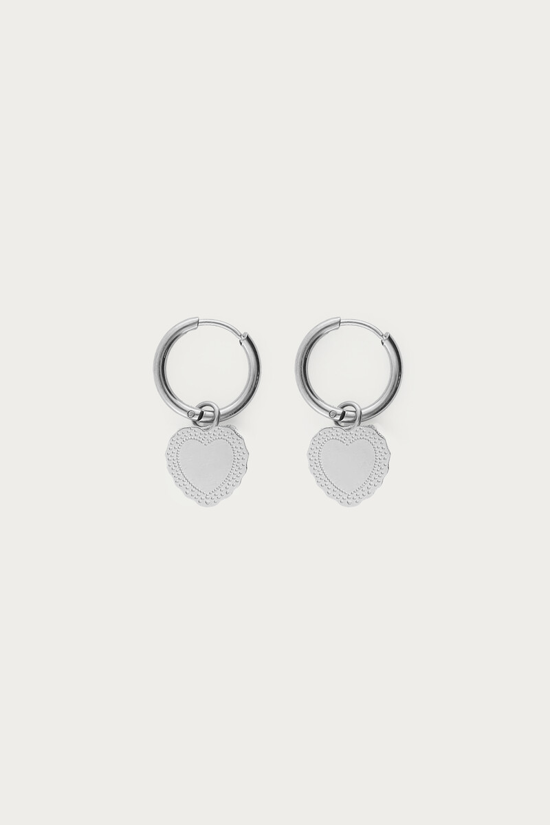 Love hoop earrings with small heart-shaped charm | My Jewellery