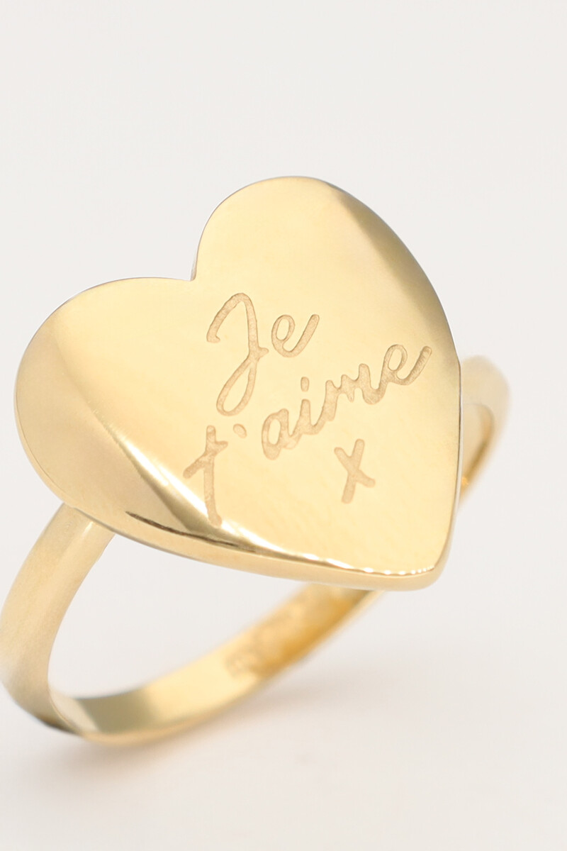 Love statement ring met hartje Je t’aime