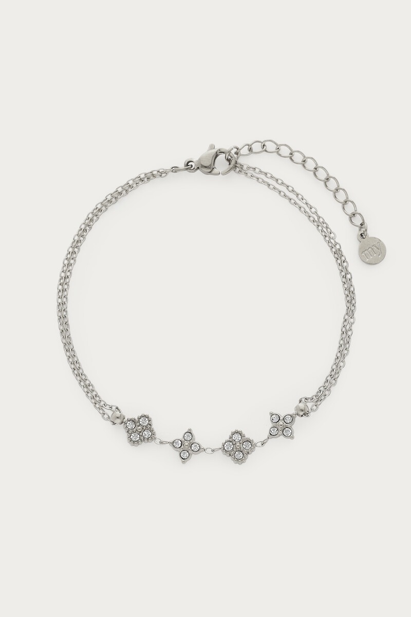 Magical Armband mit vier Strass-Kleeblättern