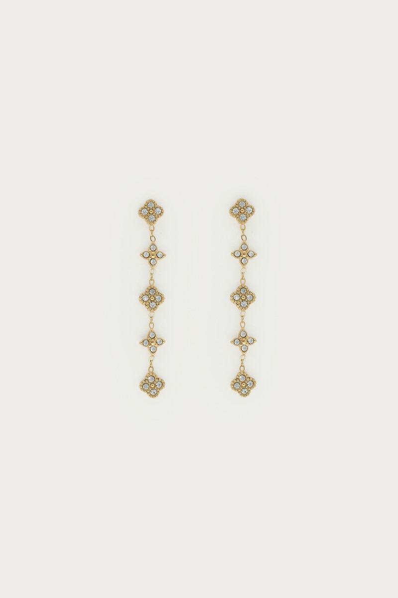 Mágicos pendientes colgantes con sol y trébol de strass