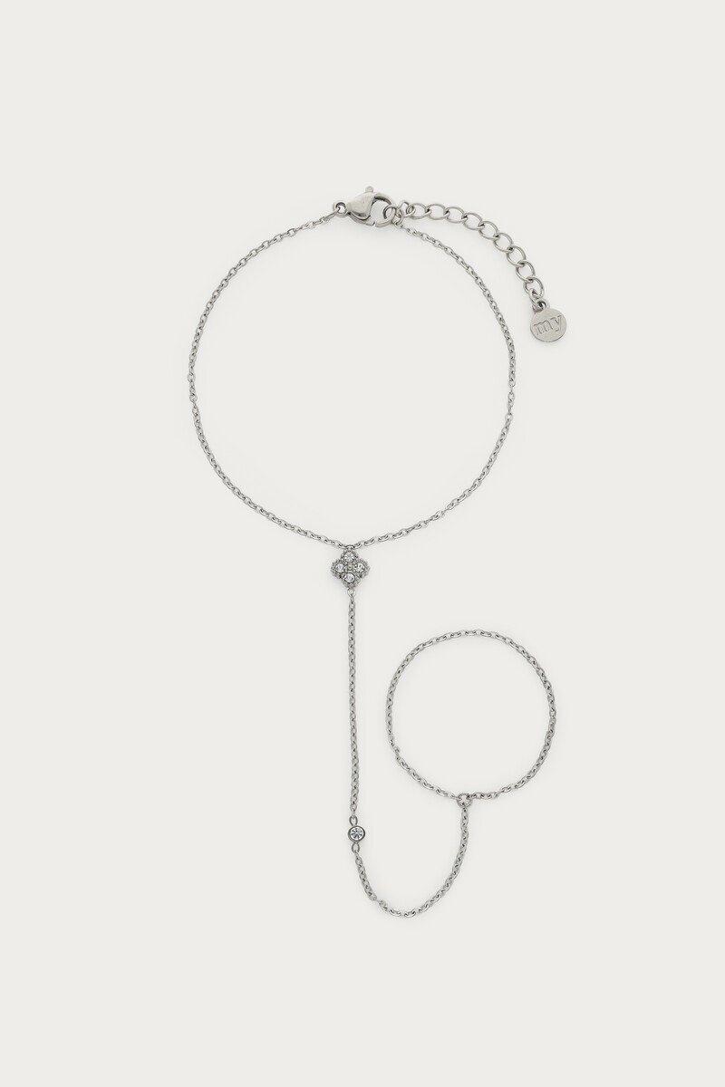 Magical hand ketting met klaver en dot strass stenen