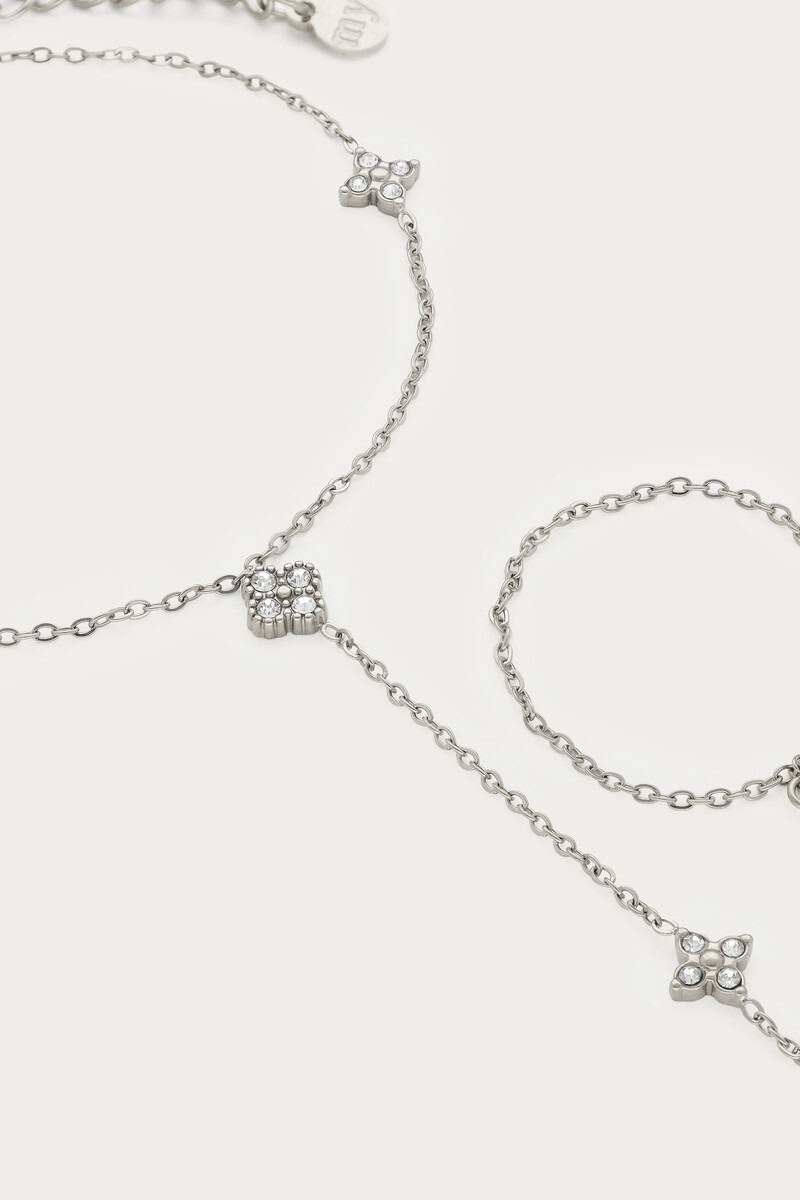 Magical hand necklace with clover strass stones | My Jewellery