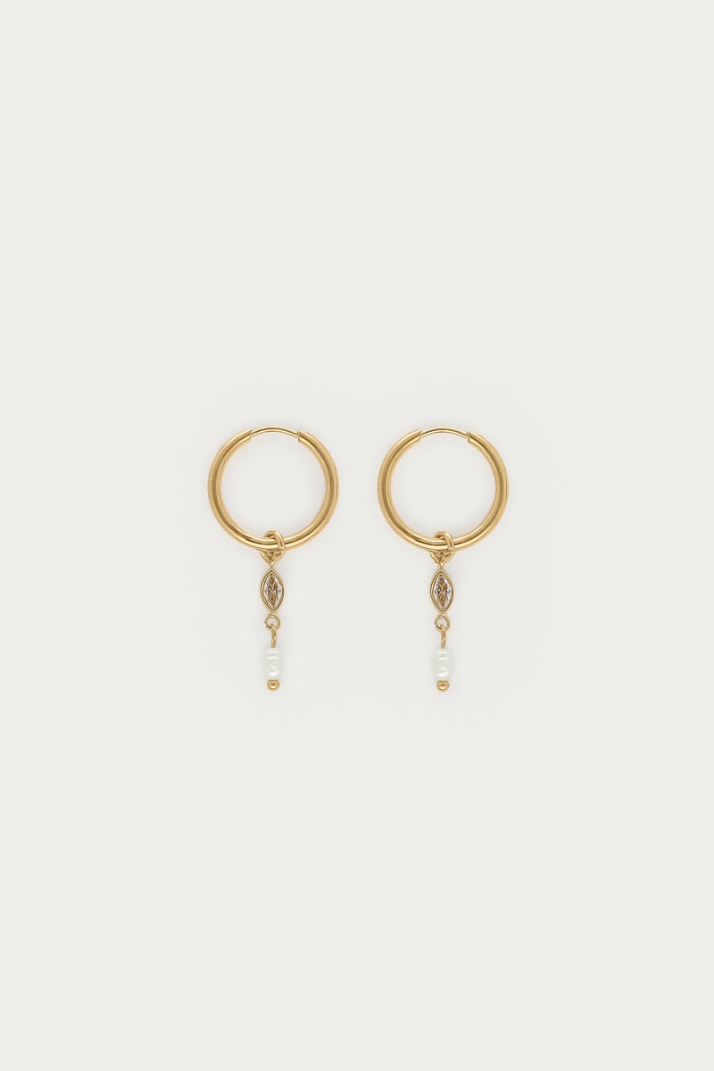 Aros mágicos con perlas de agua dulce y piedras de strass
