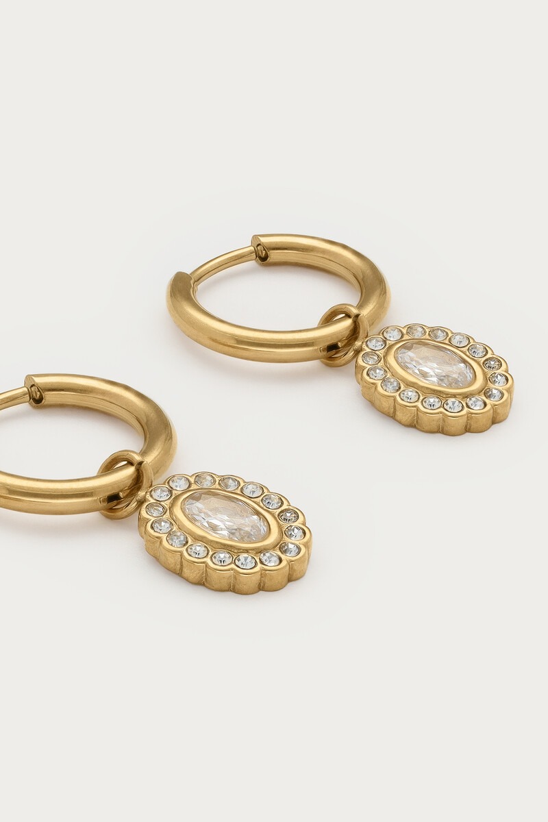 Magical hoop earrings with oval strass stone | My Jewellery