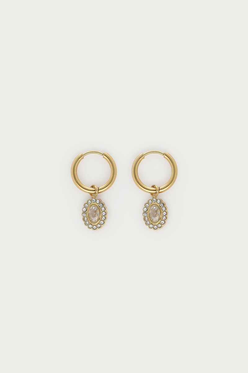 Magical hoop earrings with oval strass stone | My Jewellery