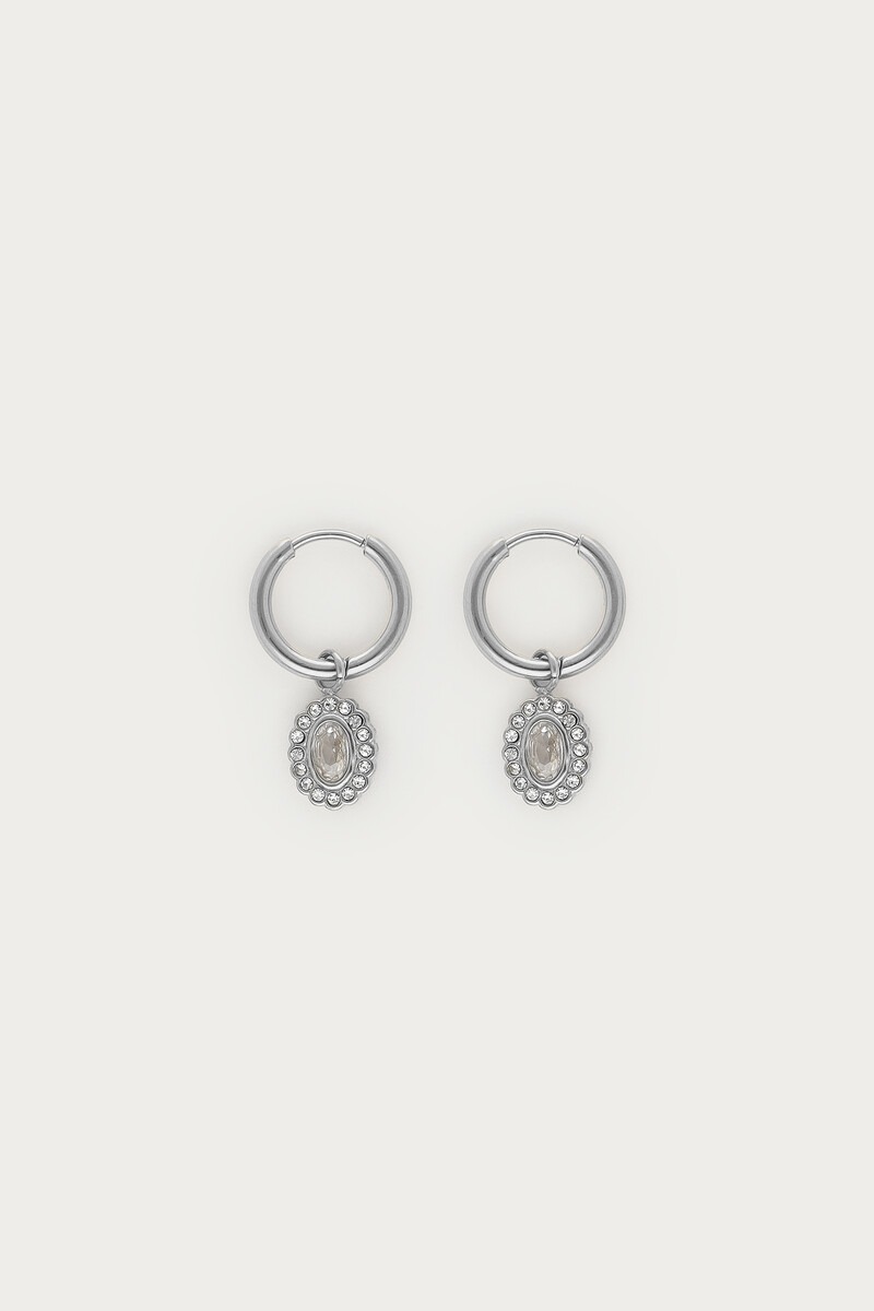 Magical hoop earrings with oval strass stone | My Jewellery