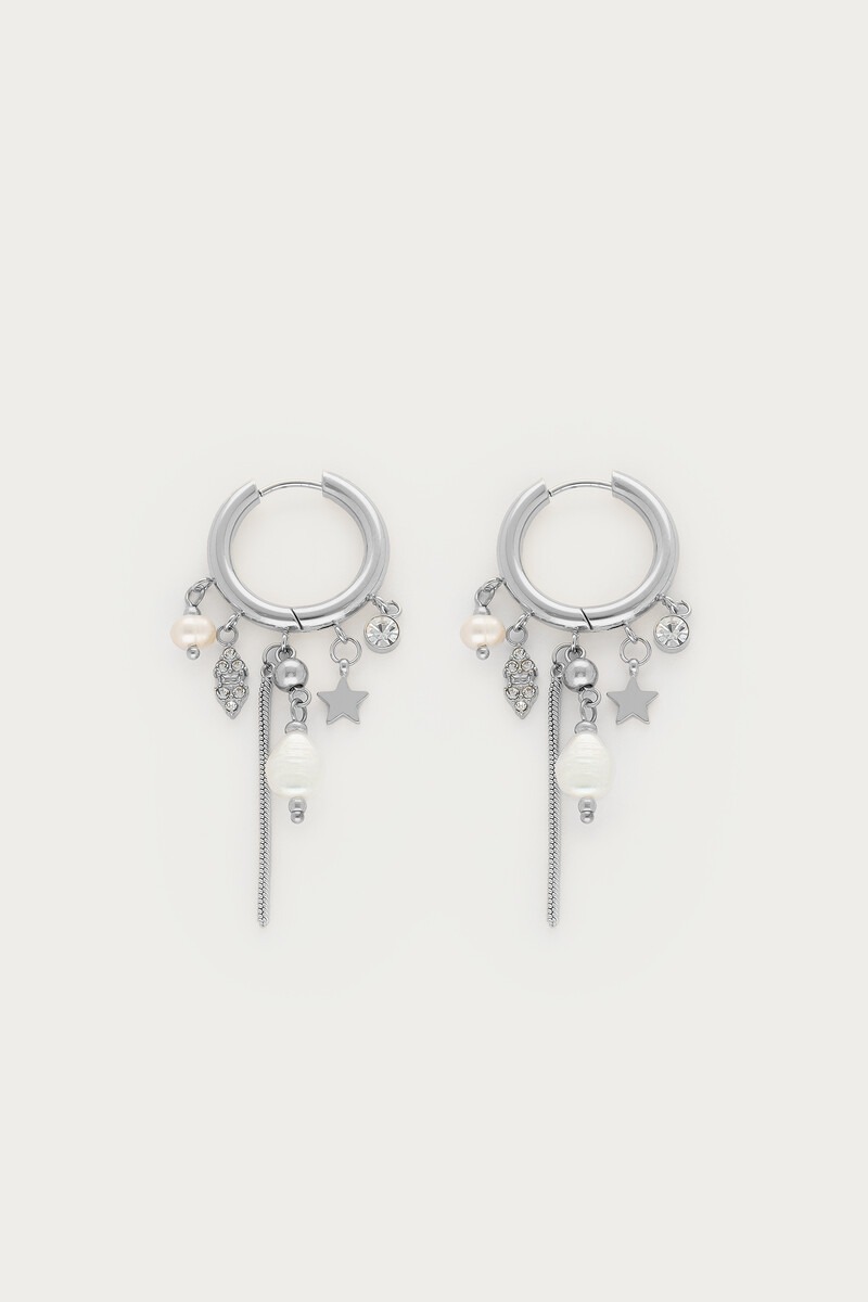 Magical oorringen met strass en hangende zoetwaterparels