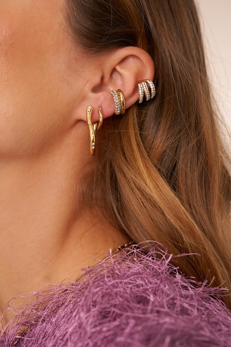 Magical organic hoop earrings with rhinestones | My Jewellery