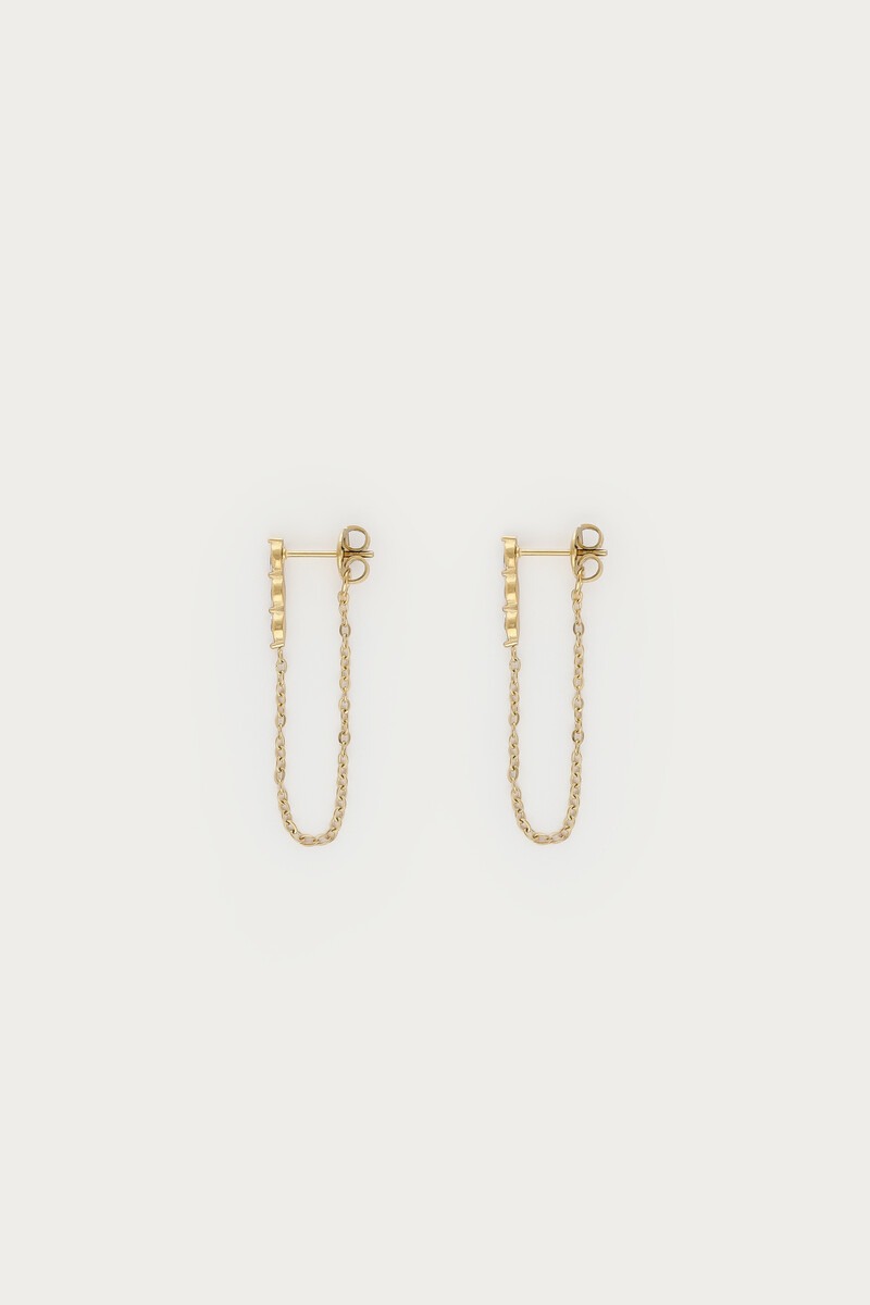 Pendientes de botón mágicos con strass y cadena