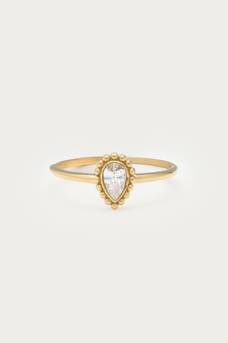 Magical vintage teardrop ring with strass stone | My Jewellery