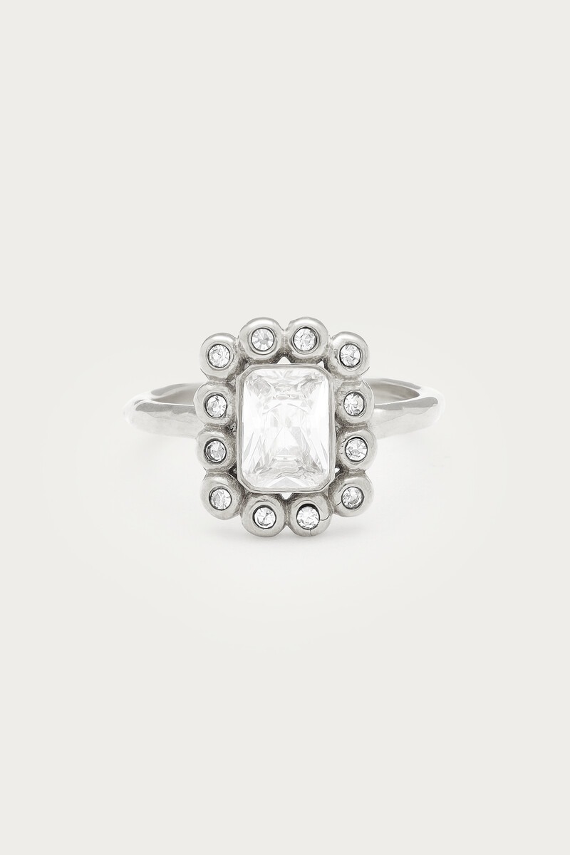Magical vintage vierkante ring met strass steen