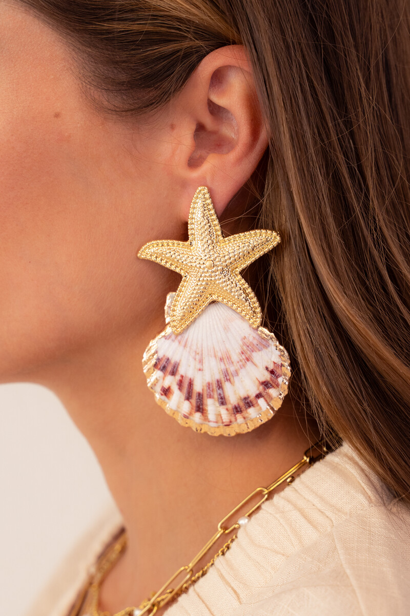 Mer drop earrings with shell & starfish | My Jewellery