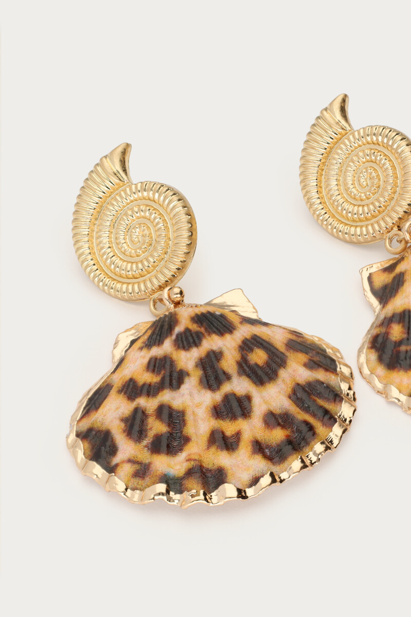 Mer earrings panther print shell | My Jewellery