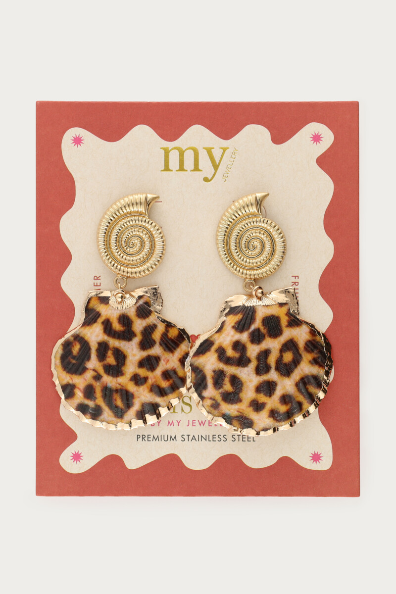 Mer earrings panther print shell | My Jewellery