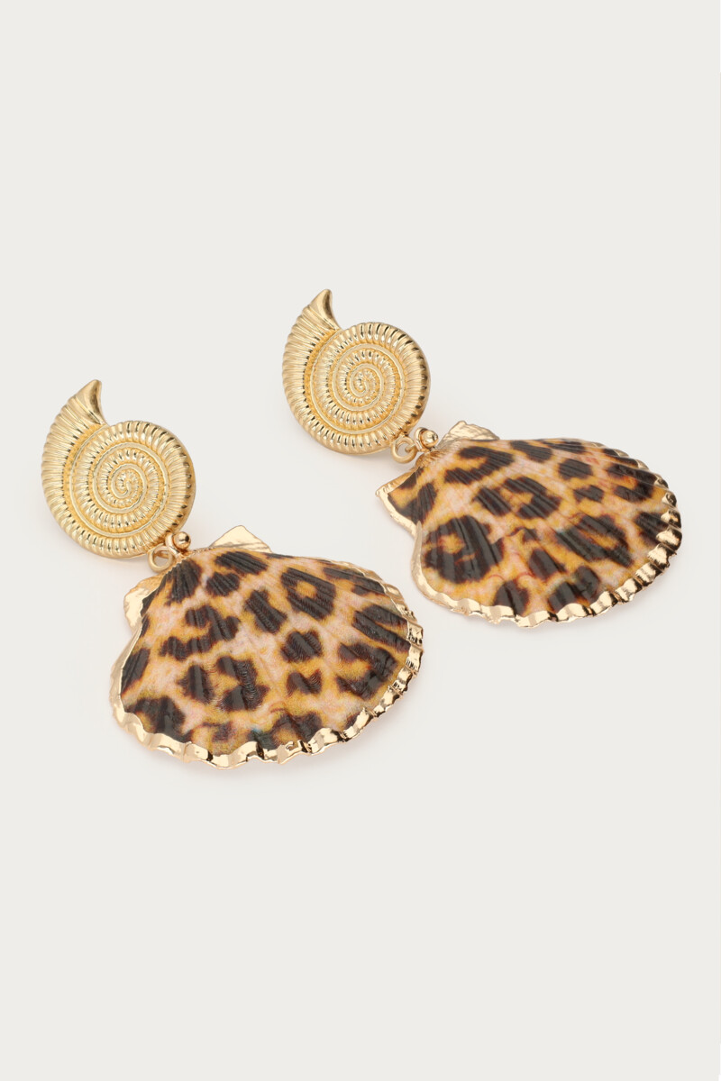 Mer earrings panther print shell | My Jewellery