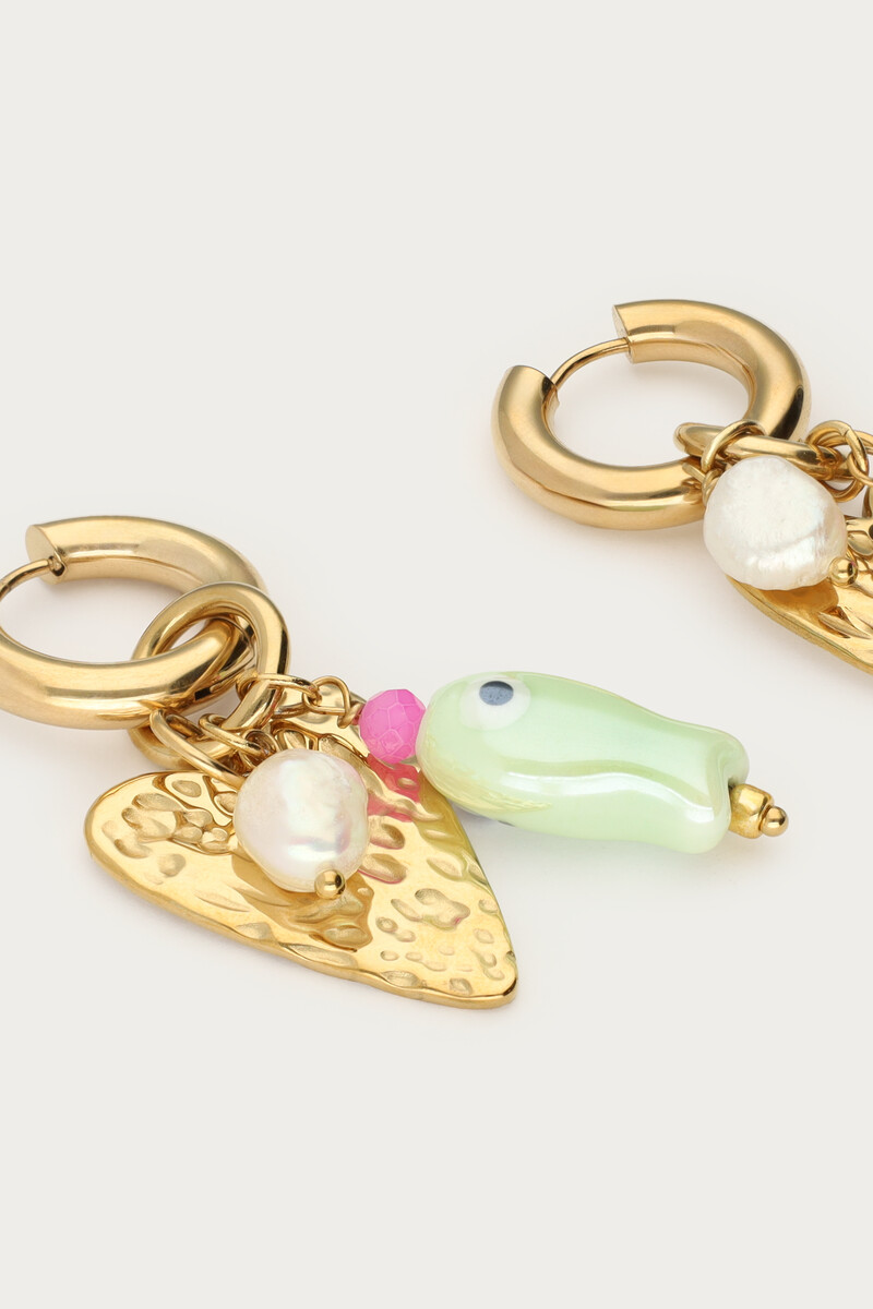 Mer earrings with fish and heart | My Jewellery