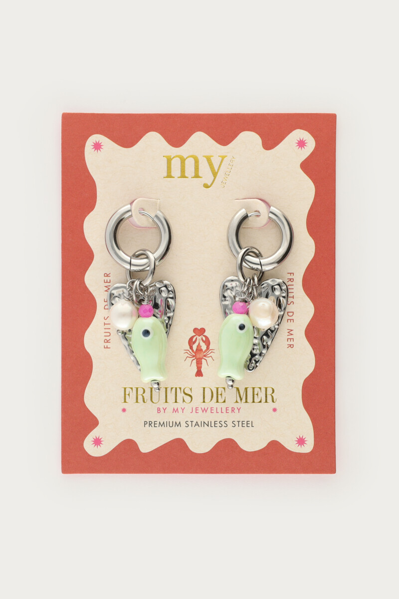 Mer earrings with fish and heart | My Jewellery