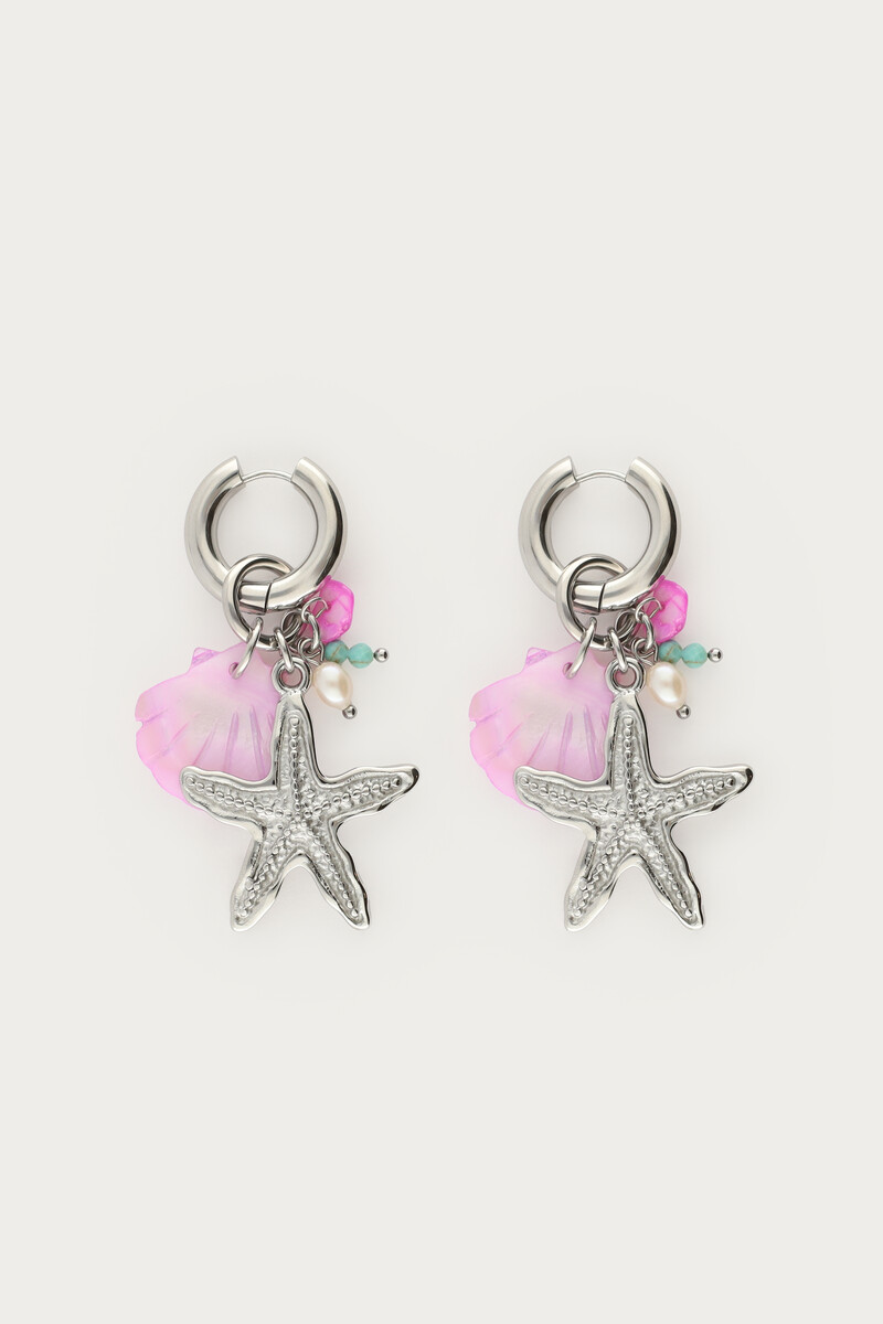 Mer earrings with lilac shell and starfish | My Jewellery