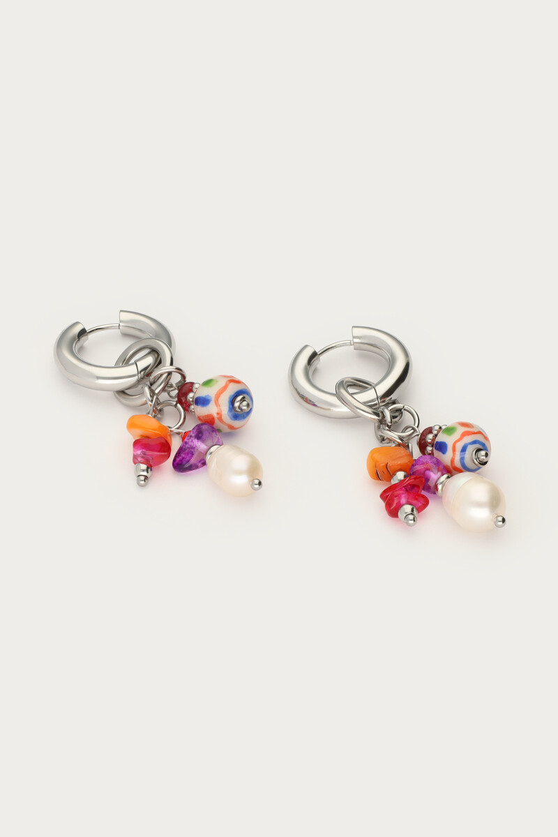 Mer hoop earring with multicoloured beads | My Jewellery