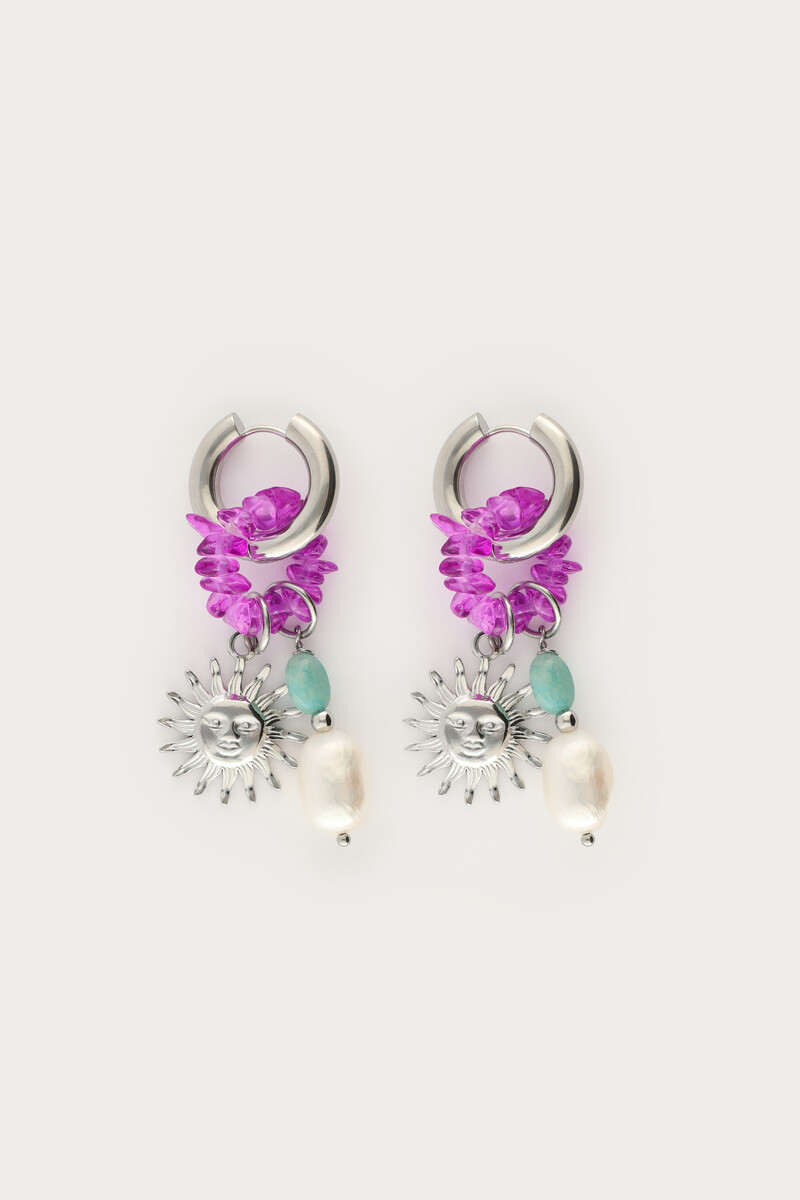 Mer earrings with sun & beads