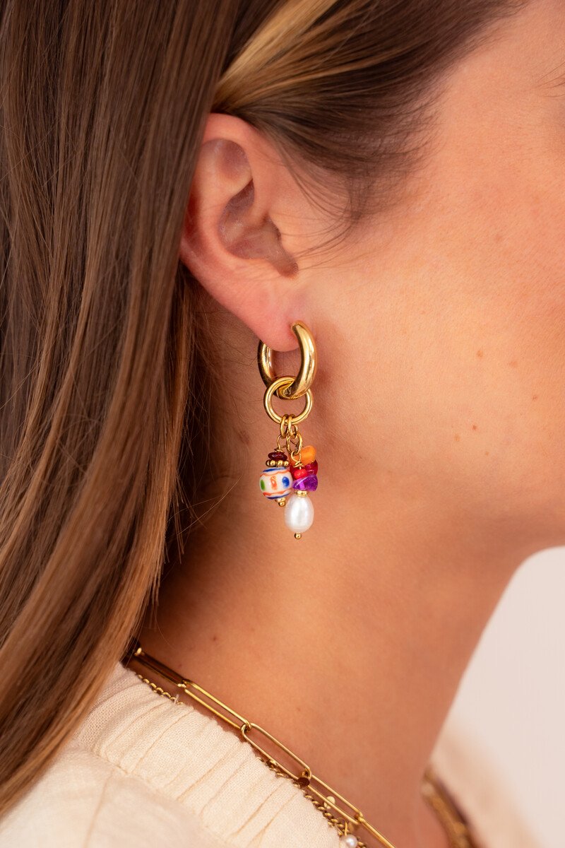 Mer hoop earring with multicoloured beads | My Jewellery