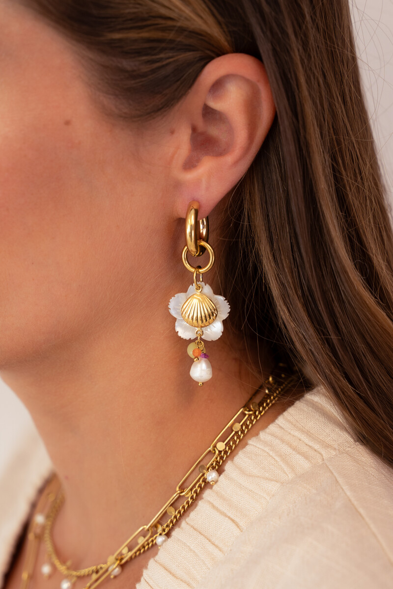 Mer hoop earrings with beads & shell | My Jewellery