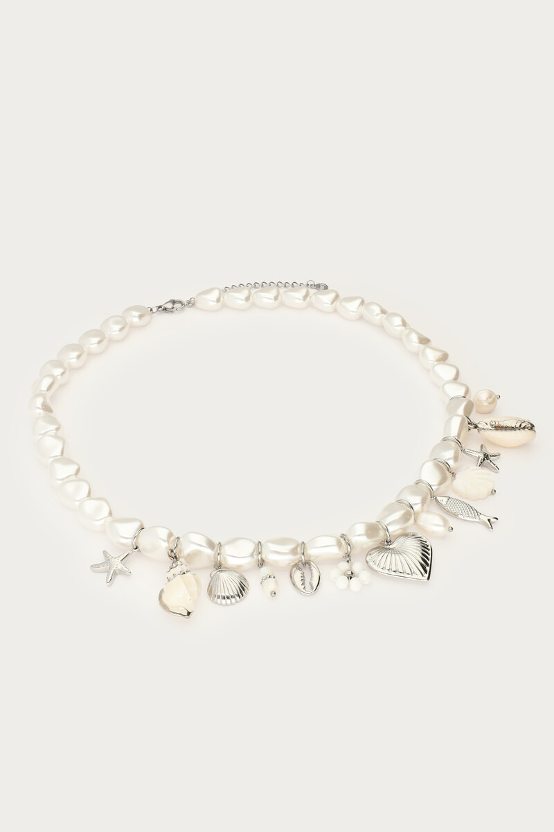 Mer imitation pearl necklace with charms | My Jewellery